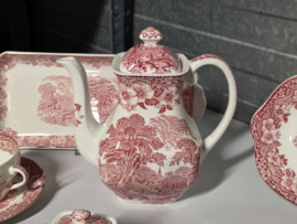 Engels rood Woodland Koffieservies Theeservies 6 persoons 18 delen