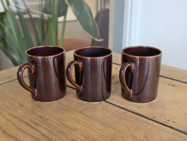 Regout Royal Sphinx bruin set 3x espresso kop en schotels bruin