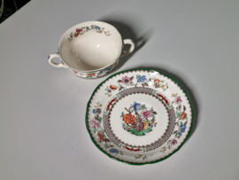 Engels Spode Copeland Chinese Rose soepkom met schotel (hoog model)