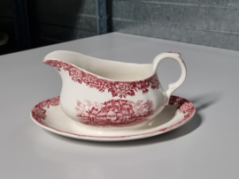 Engels rood Alfred Meakin English Village sauskom op vaste onderschotel