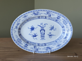 Potiche blauw Petrus Regout ovale schaal 29 cm