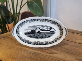 Boerenhoeve Zwart Societe Ceramique ovaal schaaltje 24 cm