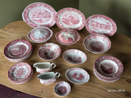 Engels rood Mix & Match compleet dinerservies 6 personen 30 delen