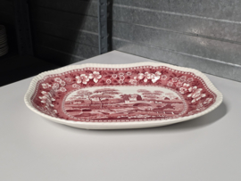Engels Copeland Spode's Tower rood grote rechthoekige schaal 38 cm