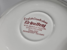 Engels rood Grindley Country Inns set 6x Koffie kopje met schotel (witte binnenkant)