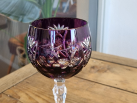 Boheems Kristal Glas Paars op hoge voet