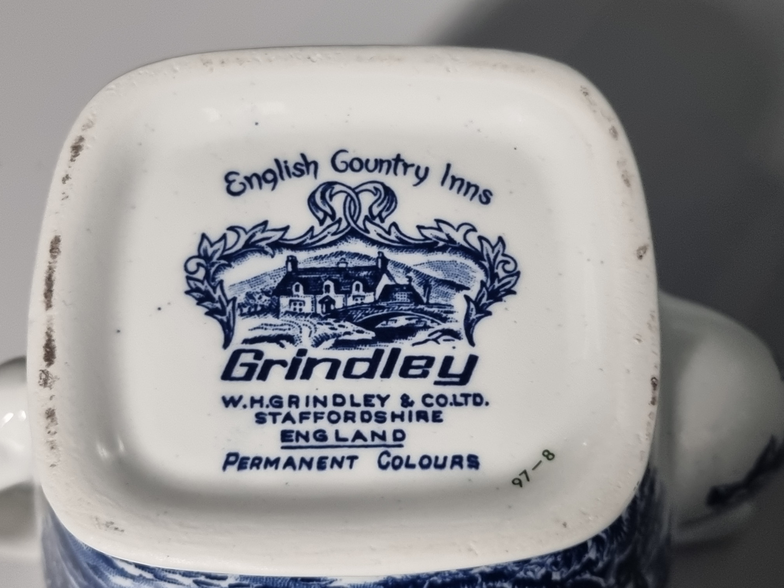 Engels blauw Grindley Country Inns koffiepot theepot 18 cm