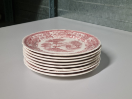 Verkocht = Villeroy en Boch Burgenland rood set 8x Ontbijtbordje 19 cm