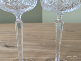 Boheems Kristal Glas set van 2x op hoge voet 19,5 cm kleur Blanc