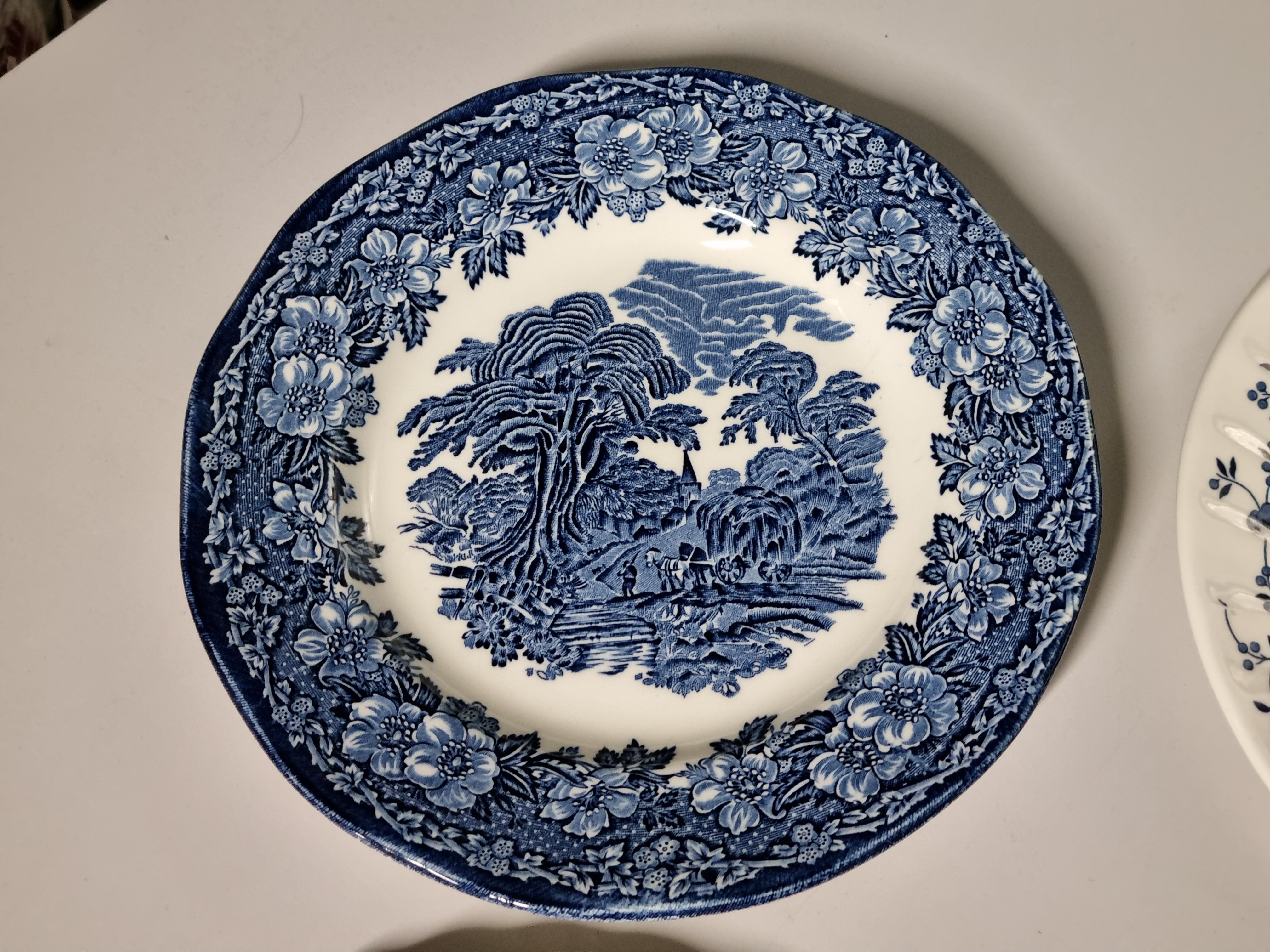 Engels blauw Set 6x mix & match ontbijtbord dessertbord 20 cm