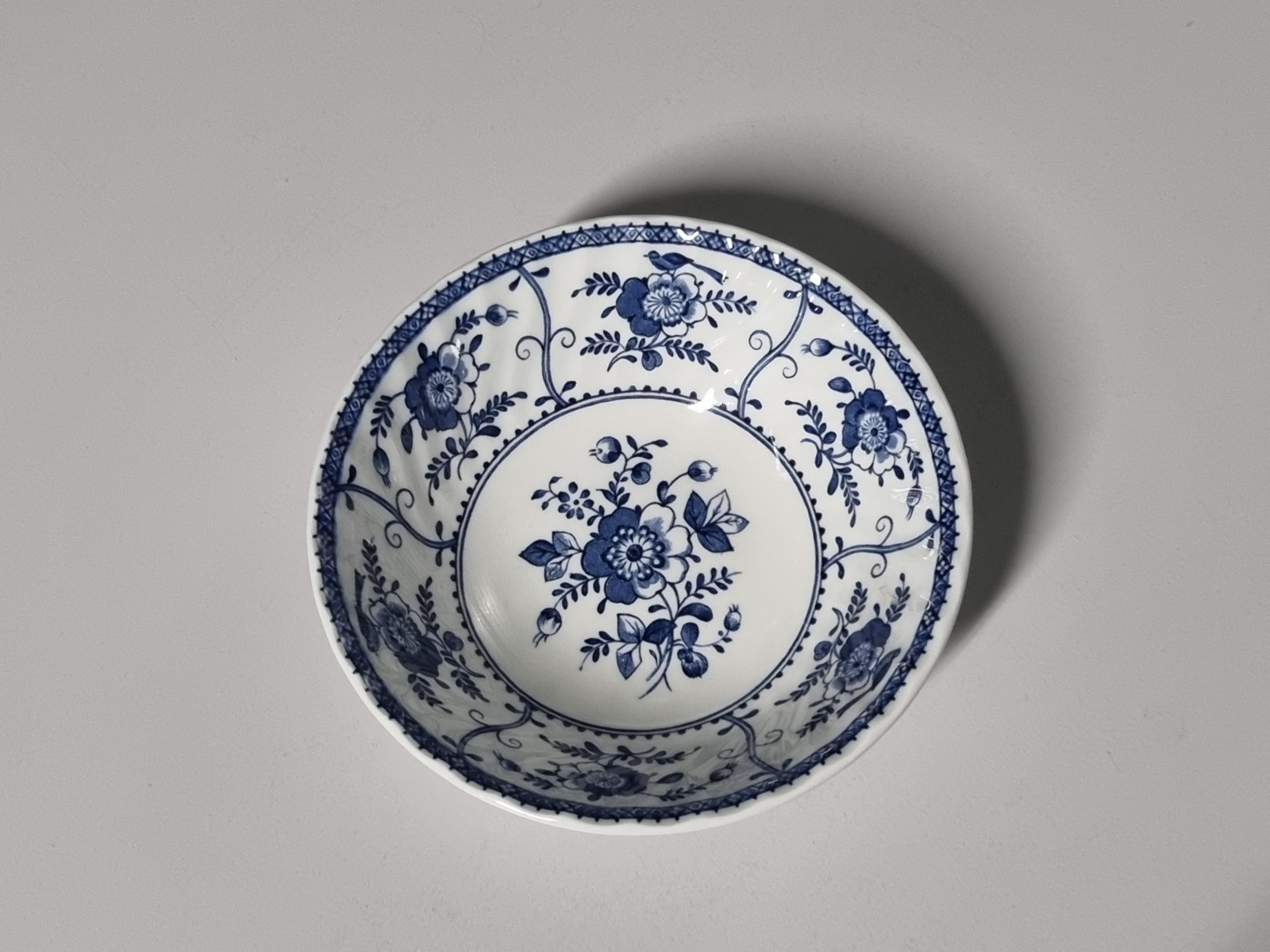 Engels blauw Johnson Bros Indies rond schaaltje 15 cm