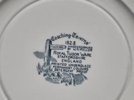 Engels groen/petrol Royal Tudor Ware Coaching Taverns plat dinerbord 25 cm
