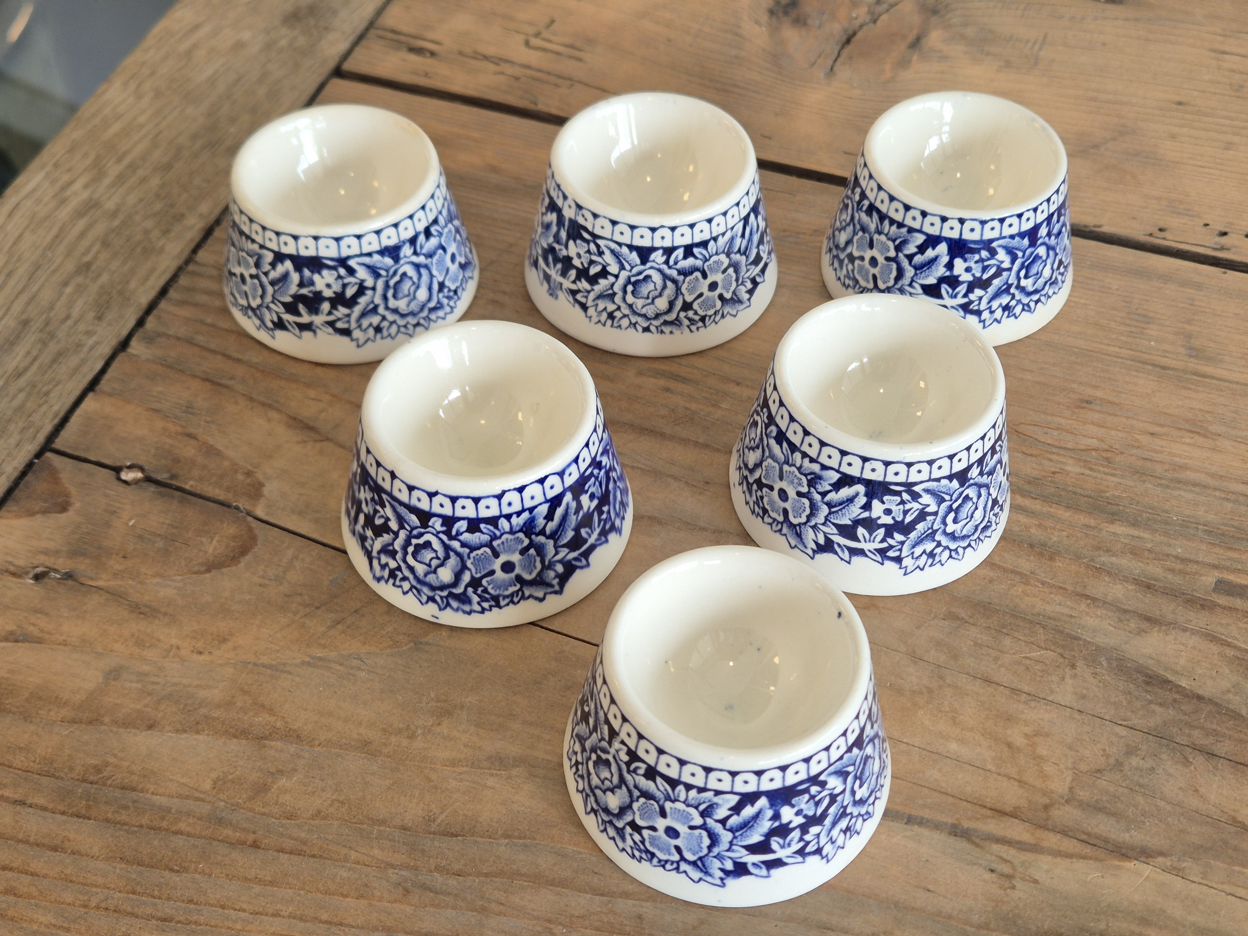 Regout Castillo Old England blauw set 6x Eierdopje laag model