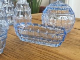 Glas Vintage Kaptafel set lichtblauw 7 delig