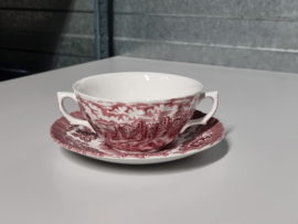 Engels rood Olde Country Castles Soepkom met schotel
