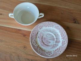 Engels rood English Ironstone Tableware EIT soepkom met schotel (Haweswater)