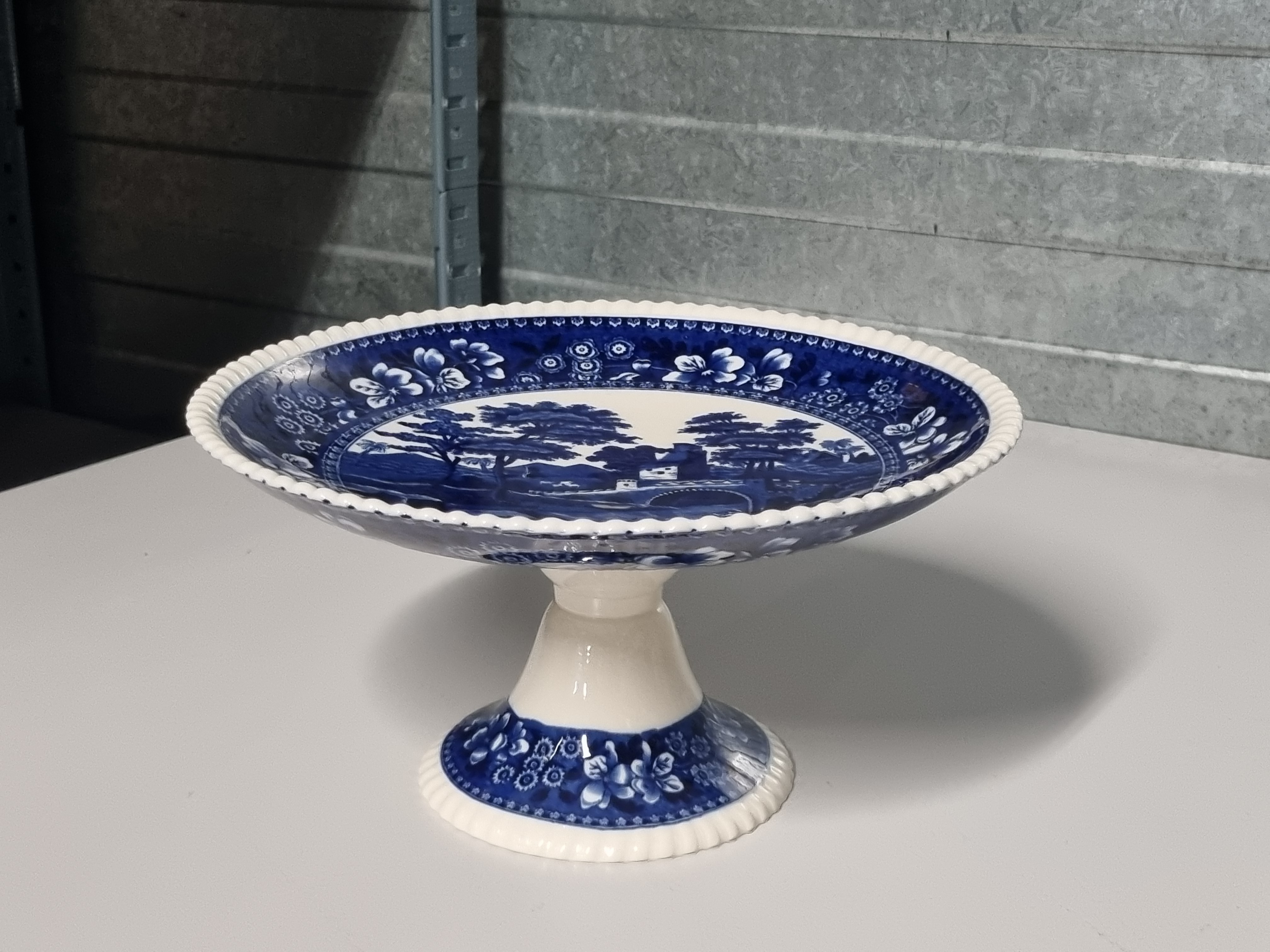 Engels Copeland Spode's Tower blauw Tazza op hoge voet