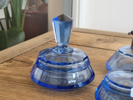 Glas Vintage Kaptafel setje donkerblauw 3 delig