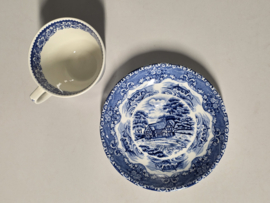 Engels blauw Grindley Country Inns kop en schotel (decor binnenin)