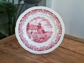 Boerenhoeve Rood Societe Ceramique Plat Dinerbord 24 cm (wit)