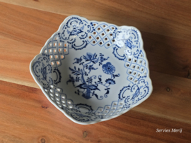 Blue Danube Schaal met opstaande ajour rand 19,5 cm