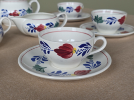 Boerenbont Boch Theeservies model Zeeland 5 personen (groene stempel)