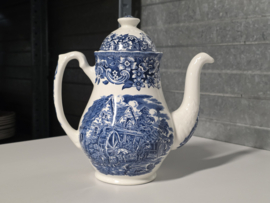 Engels blauw 17th Century England Royal Tudor Ware Staffordshire koffiepot 17 cm