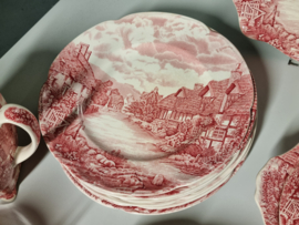 Engels rood Johnson Bros Olde English Countryside serviesset 8 personen