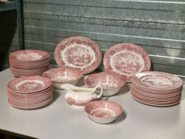 Engels rood Ironstone EIT Ltd England serviesset 12 personen (kasteel)