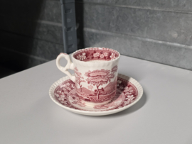 Engels Copeland Spode's Tower rood set 8x espresso kop en schotel