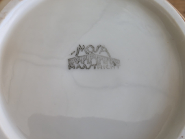 Vintage Vaasje Mosa Maastricht Art Deco oranje met grijs en bruin