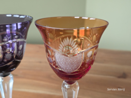 Boheems Kristal Glas set van 3x kelk op hoge voet 20,5 cm
