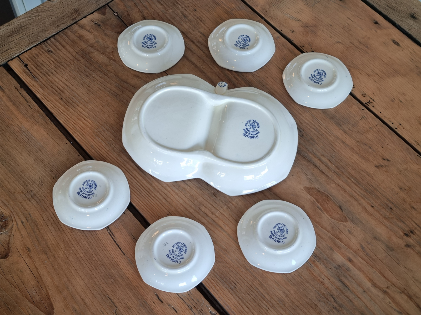Societe Ceramique Butterflij serveersetje 6 personen