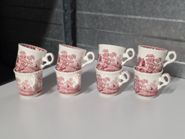 Engels Copeland Spode's Tower rood set 8x espresso kop en schotel
