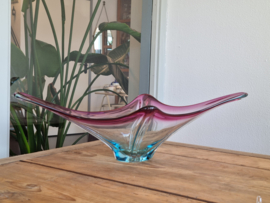 Max Verboeket Maastricht Glazen Bowl Schaal roze met blauw