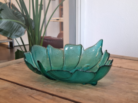 Glas Vintage groene Serveerschaal 31 cm (bladmodel)