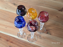 Boheems Kristal Glas set van 5x op voet 13,2 cm