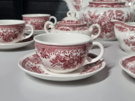Verkocht = Villeroy en Boch Fasan rood Villeroy en Boch theeservies 6 personen