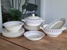 Nimy Belgium rood blauw stipje compleet vintage Kinderservies