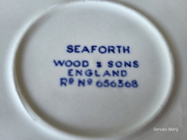Engels blauw Woods Burslem England Seaforth set 5x Koffie kop en schotel