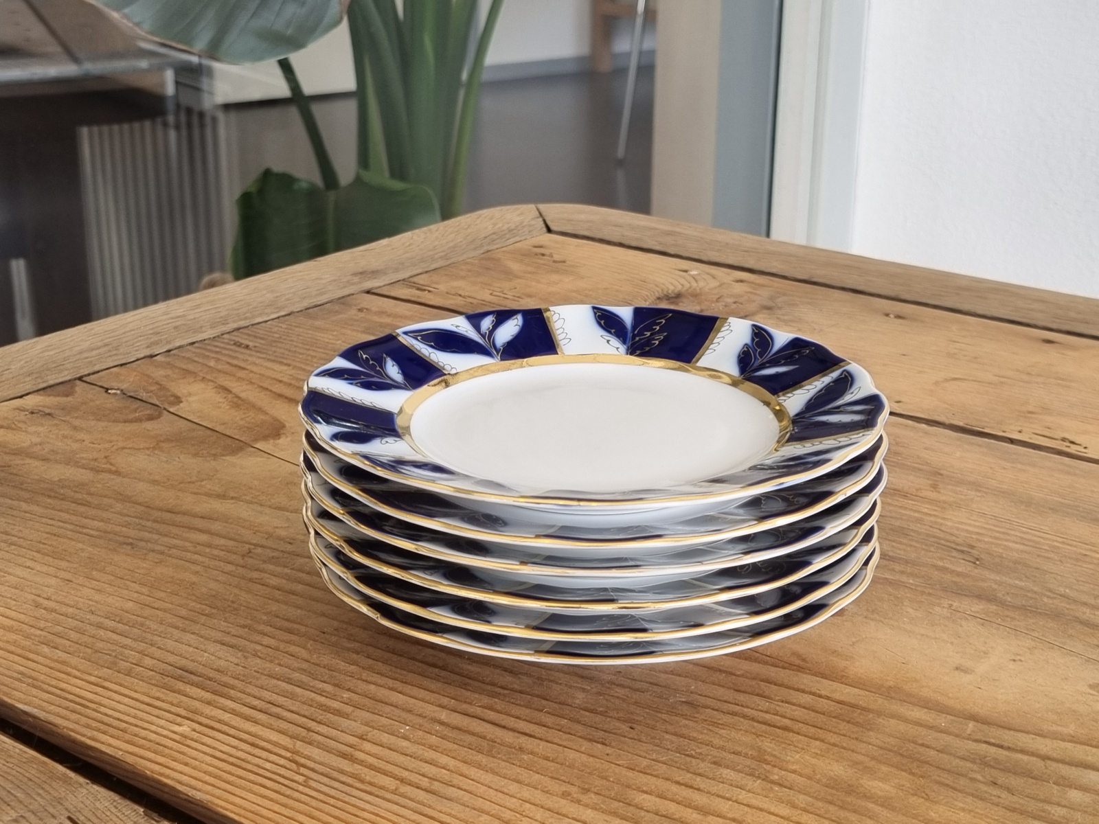 Lomonosov blauw Winternight set 6x Bord 15,5 cm