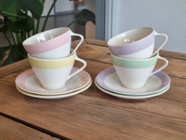 Vintage Boch pastel set 4x Kop en schotel (1)