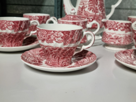 Engels rood Woods Ware Koffieservies of als Theeservies 6-pers.