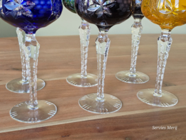 Boheems Kristal Glas set (2) van 6x op hoge voet 20,5 cm alle kleuren