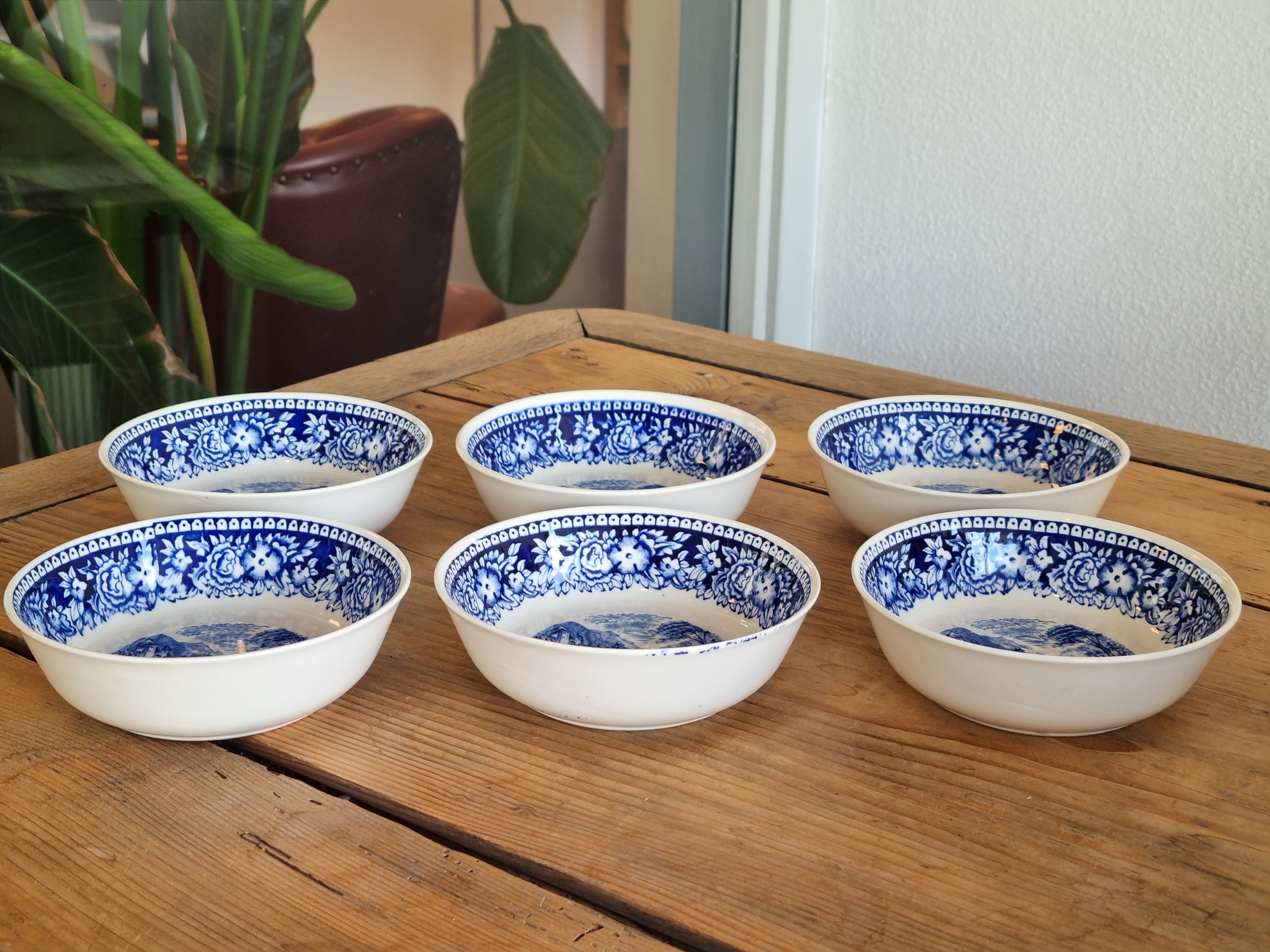 Regout Castillo Old England Cambridge blauw set 3x theezakjeslegger 8,5 cm