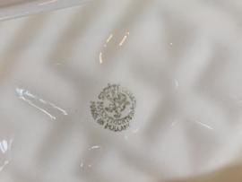 Societe Ceramique creme Aspergeschaal met bijbehorende aardewerk schep