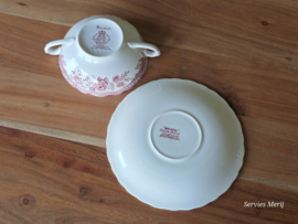 Engels rood Crown Ducal Bristol soepkom en schotel