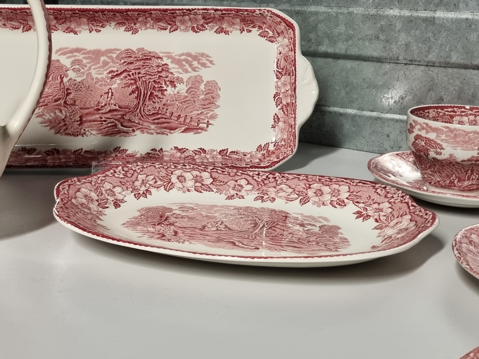 Engels rood Woodland Koffieservies Theeservies 8 persoons