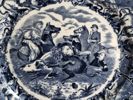 Wandbord Societe Ceramique decor Chasse au Lion blauw 25 cm