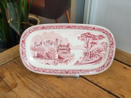 Regout Castillo Old England rood schaal 25 cm (rechthoekig)